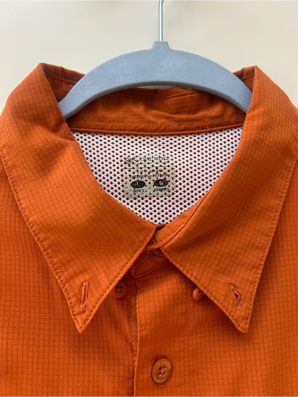 Columbia Men's Short-Sleeve Button-Down Shirt - Burnt Orange with White Logo - Picture 2 of 7